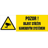 Značka Pozor – Objekt střežen kamerovým systémem, fólie, 52 × 148 mm